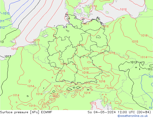 Bodendruck ECMWF Sa 04.05.2024 12 UTC