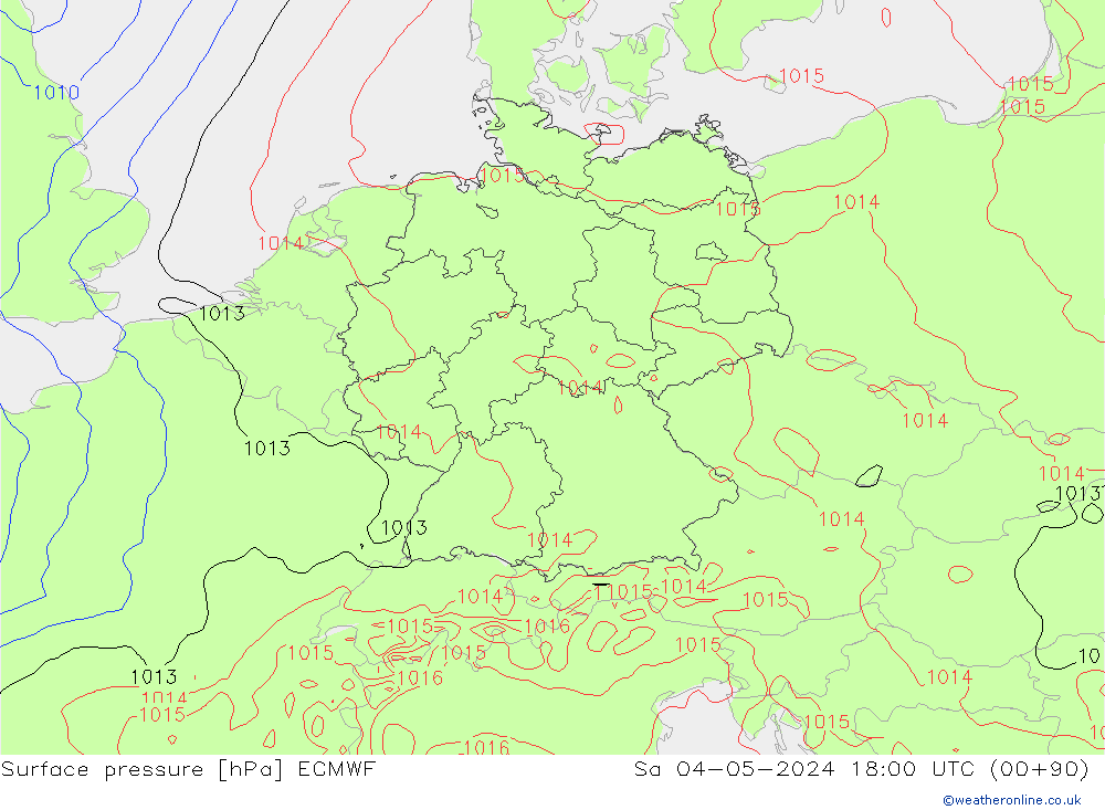 Luchtdruk (Grond) ECMWF za 04.05.2024 18 UTC