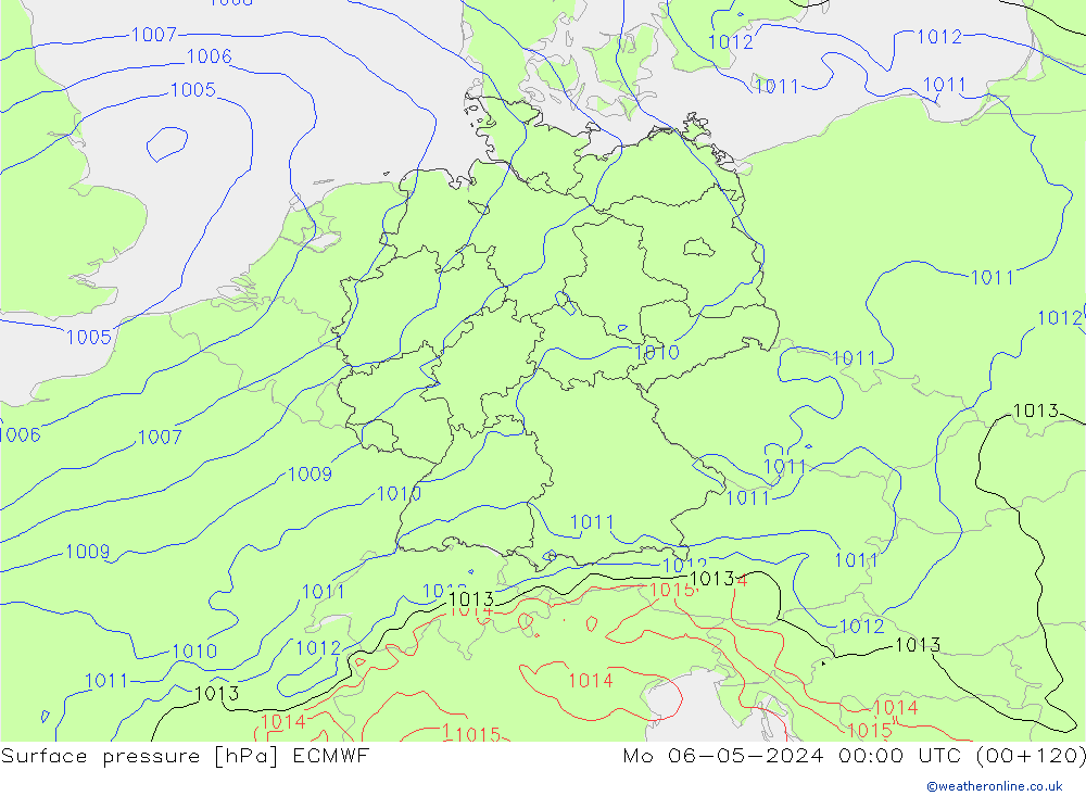 Atmosférický tlak ECMWF Po 06.05.2024 00 UTC