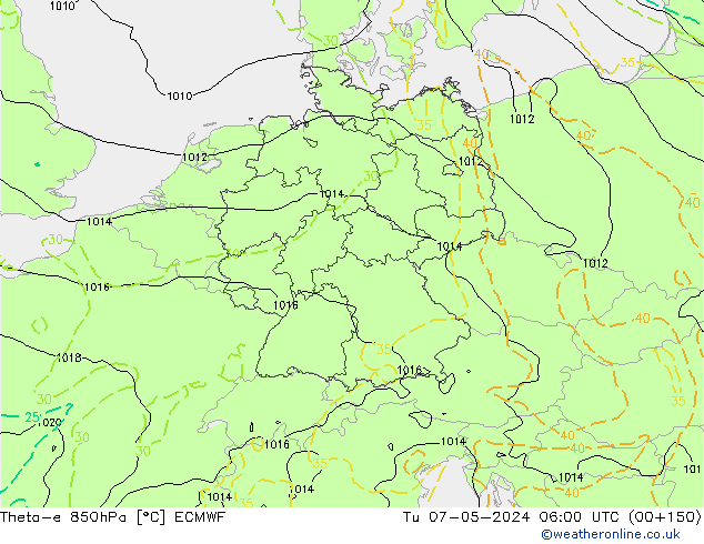 Theta-e 850hPa ECMWF Ter 07.05.2024 06 UTC