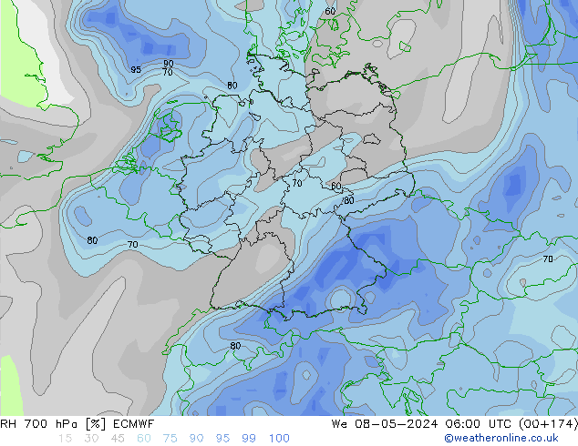 RV 700 hPa ECMWF wo 08.05.2024 06 UTC