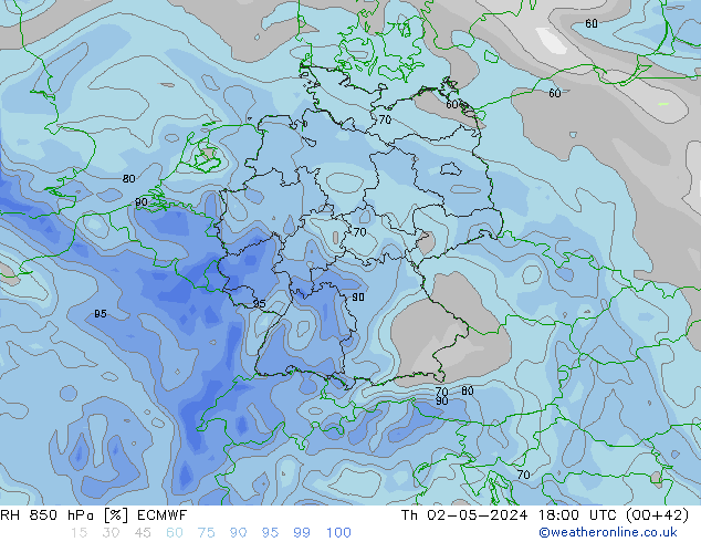 RH 850 hPa ECMWF Th 02.05.2024 18 UTC