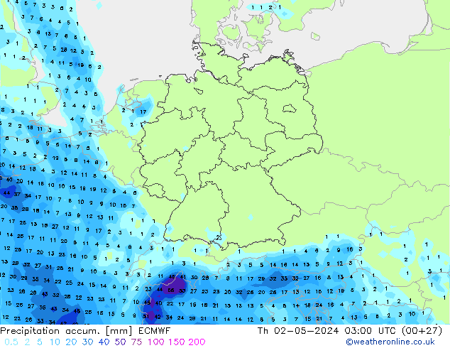 Nied. akkumuliert ECMWF Do 02.05.2024 03 UTC