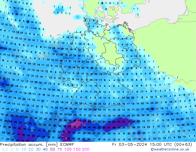 Precipitation accum. ECMWF Fr 03.05.2024 15 UTC