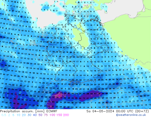 Precipitación acum. ECMWF sáb 04.05.2024 00 UTC