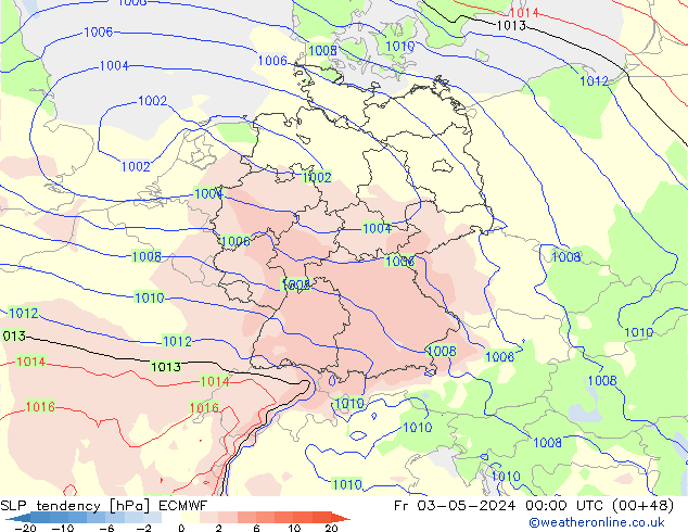 SLP tendency ECMWF Fr 03.05.2024 00 UTC