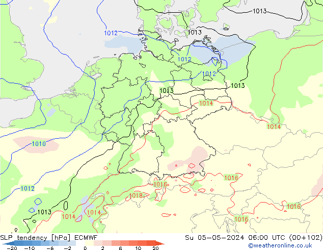 SLP tendency ECMWF Ne 05.05.2024 06 UTC