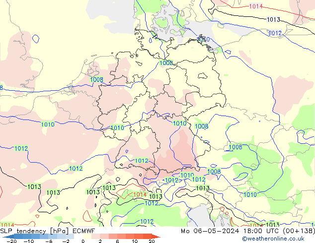 Druktendens (+/-) ECMWF ma 06.05.2024 18 UTC