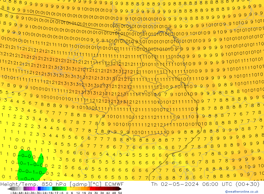 Z500/Rain (+SLP)/Z850 ECMWF чт 02.05.2024 06 UTC