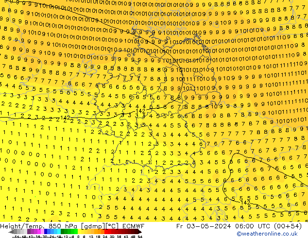 Z500/Regen(+SLP)/Z850 ECMWF vr 03.05.2024 06 UTC