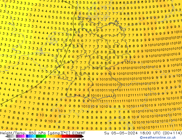 Z500/Rain (+SLP)/Z850 ECMWF Su 05.05.2024 18 UTC