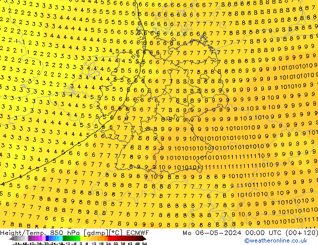 Z500/Rain (+SLP)/Z850 ECMWF pon. 06.05.2024 00 UTC