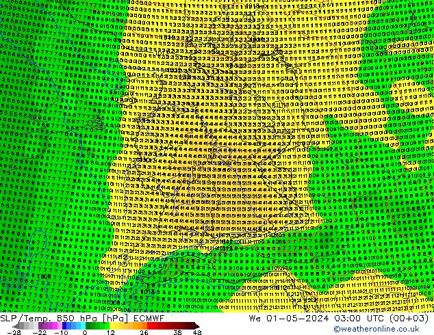 SLP/Temp. 850 hPa ECMWF We 01.05.2024 03 UTC