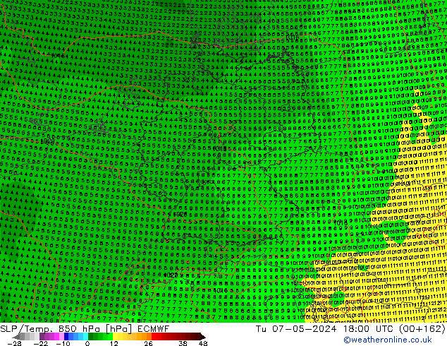 SLP/Temp. 850 hPa ECMWF Ter 07.05.2024 18 UTC