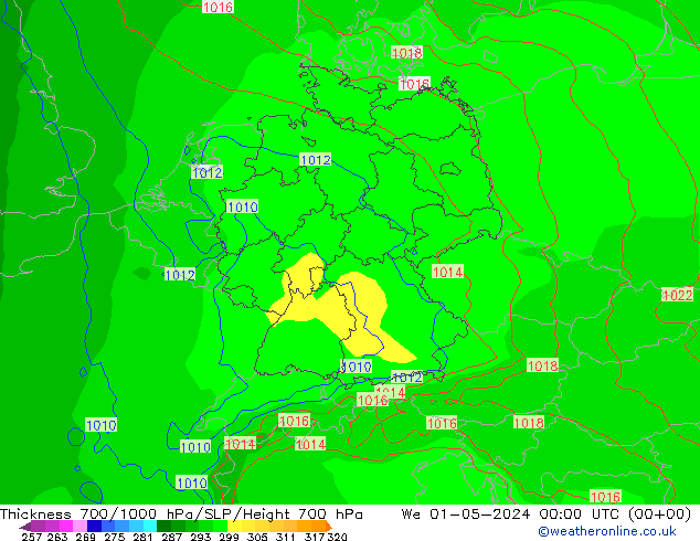 700-1000 hPa Kalınlığı ECMWF Çar 01.05.2024 00 UTC