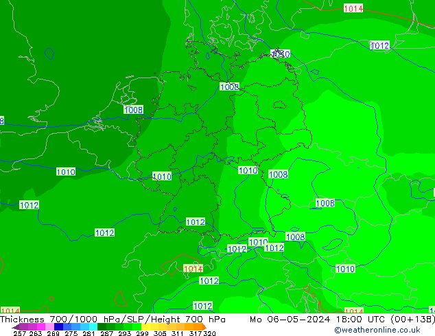 Thck 700-1000 hPa ECMWF Po 06.05.2024 18 UTC