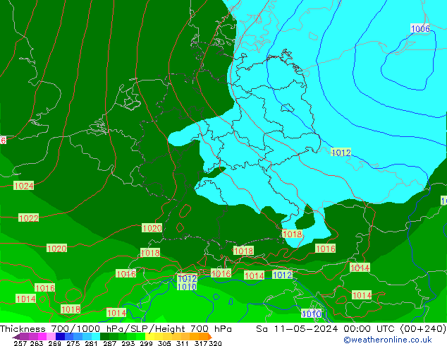 700-1000 hPa Kalınlığı ECMWF Cts 11.05.2024 00 UTC