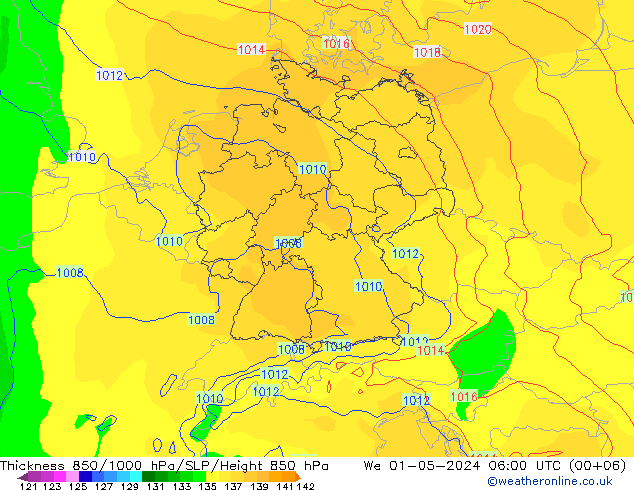 Schichtdicke 850-1000 hPa ECMWF Mi 01.05.2024 06 UTC