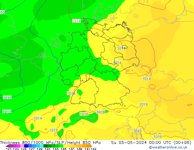 Thck 850-1000 hPa ECMWF Su 05.05.2024 00 UTC