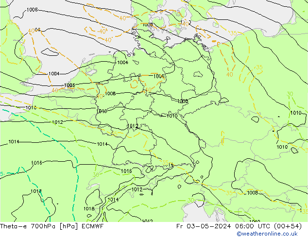 Theta-e 700гПа ECMWF пт 03.05.2024 06 UTC