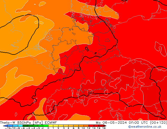 Theta-W 850hPa ECMWF Po 06.05.2024 00 UTC