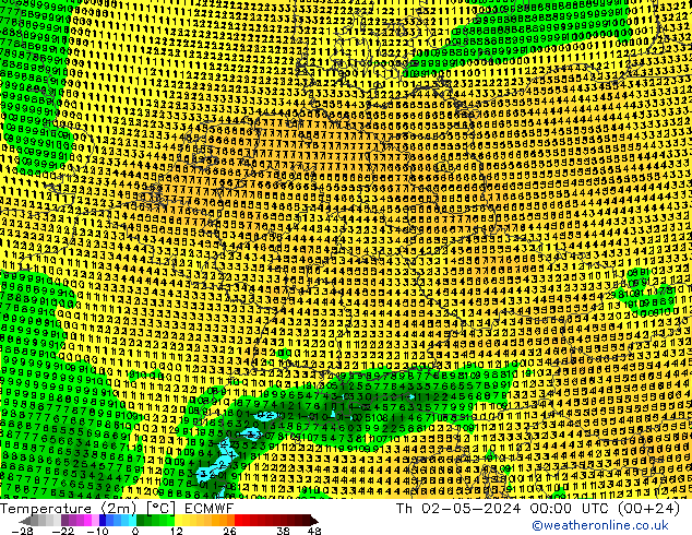 Temperaturkarte (2m) ECMWF Do 02.05.2024 00 UTC