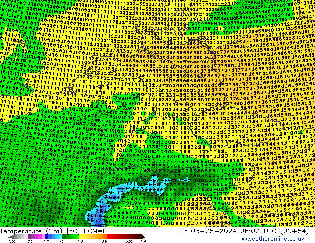 Sıcaklık Haritası (2m) ECMWF Cu 03.05.2024 06 UTC