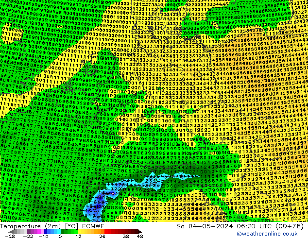 Temperatura (2m) ECMWF sab 04.05.2024 06 UTC