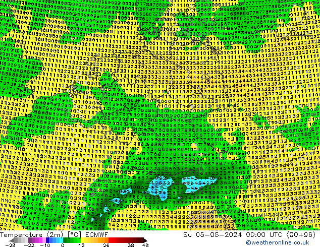 Temperature (2m) ECMWF Su 05.05.2024 00 UTC