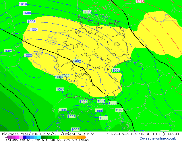 Thck 500-1000hPa ECMWF Th 02.05.2024 00 UTC