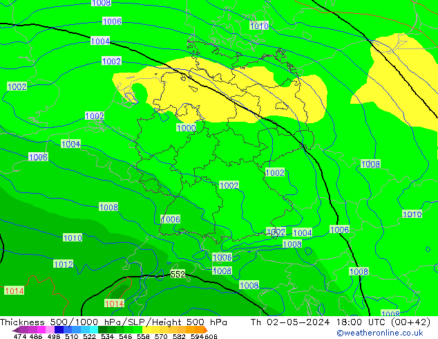 Thck 500-1000hPa ECMWF Th 02.05.2024 18 UTC