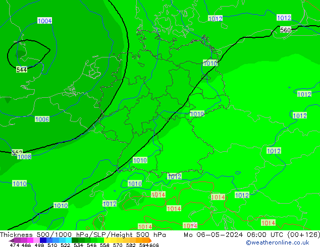 Dikte 500-1000hPa ECMWF ma 06.05.2024 06 UTC