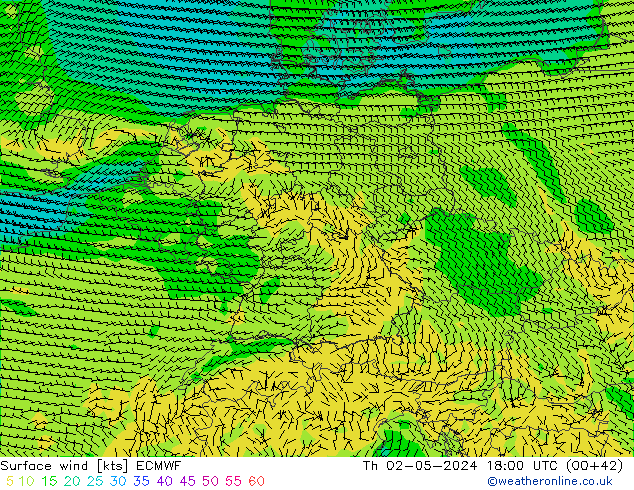 Surface wind ECMWF Th 02.05.2024 18 UTC