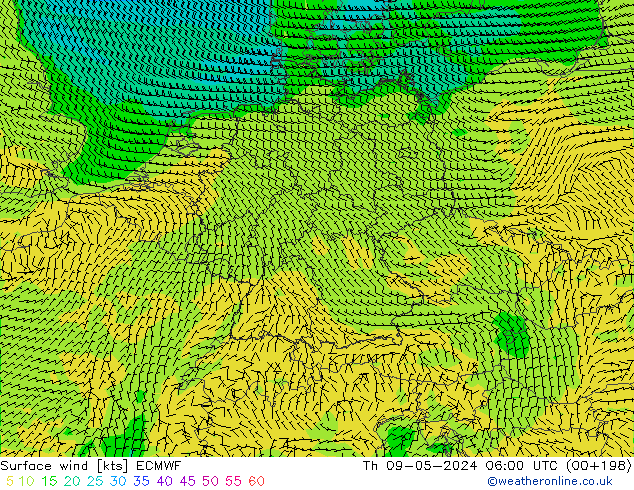 Surface wind ECMWF Th 09.05.2024 06 UTC