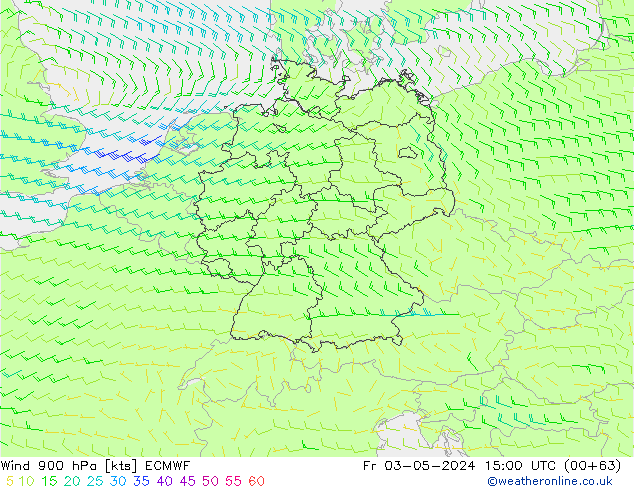 Wind 900 hPa ECMWF Fr 03.05.2024 15 UTC