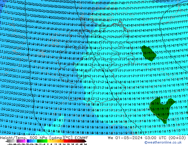 Height/Temp. 500 hPa ECMWF St 01.05.2024 03 UTC