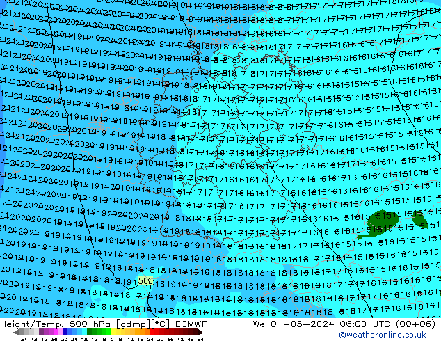 Z500/Rain (+SLP)/Z850 ECMWF ср 01.05.2024 06 UTC