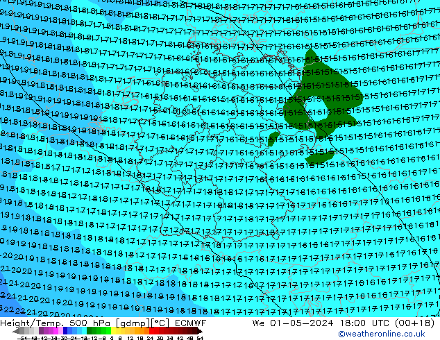 Z500/Rain (+SLP)/Z850 ECMWF  01.05.2024 18 UTC