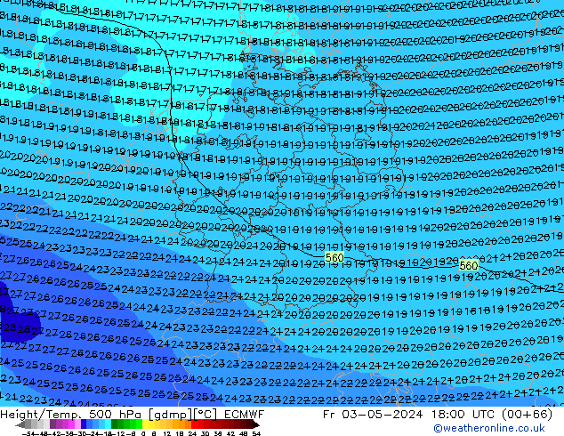 Z500/Yağmur (+YB)/Z850 ECMWF Cu 03.05.2024 18 UTC