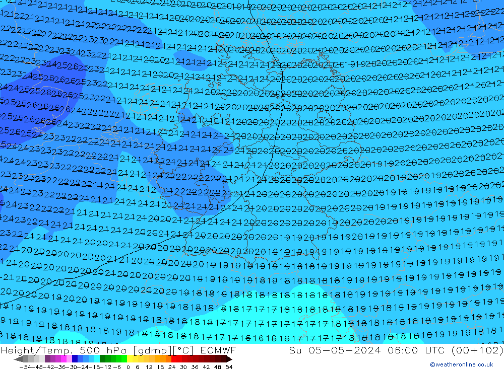 Height/Temp. 500 hPa ECMWF  05.05.2024 06 UTC