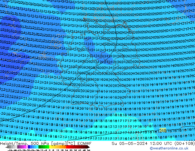 Z500/Rain (+SLP)/Z850 ECMWF So 05.05.2024 12 UTC