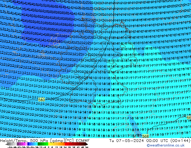 Z500/Regen(+SLP)/Z850 ECMWF di 07.05.2024 00 UTC