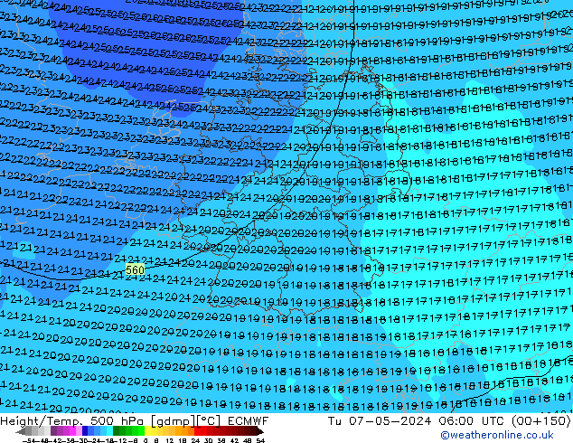 Z500/Rain (+SLP)/Z850 ECMWF Tu 07.05.2024 06 UTC