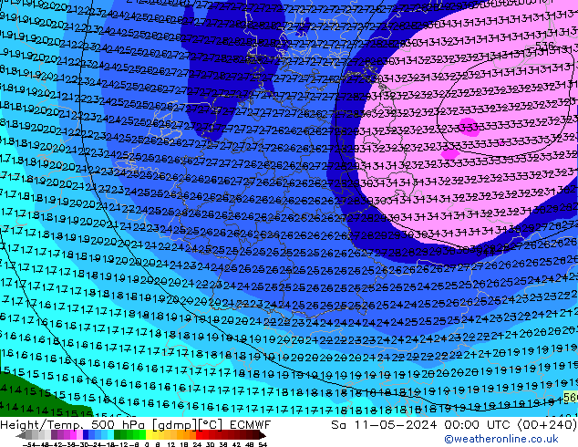 Z500/Rain (+SLP)/Z850 ECMWF Sa 11.05.2024 00 UTC