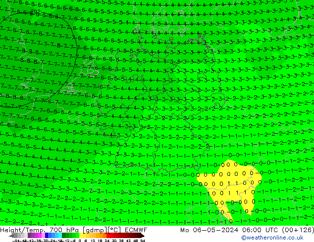 Height/Temp. 700 hPa ECMWF pon. 06.05.2024 06 UTC