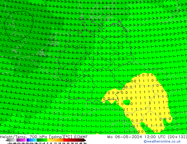 Height/Temp. 700 hPa ECMWF lun 06.05.2024 12 UTC