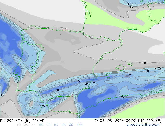 RH 300 hPa ECMWF pt. 03.05.2024 00 UTC