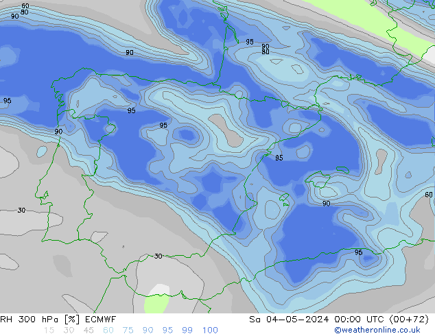 RH 300 hPa ECMWF Sáb 04.05.2024 00 UTC