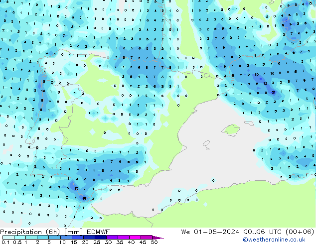 Z500/Rain (+SLP)/Z850 ECMWF We 01.05.2024 06 UTC