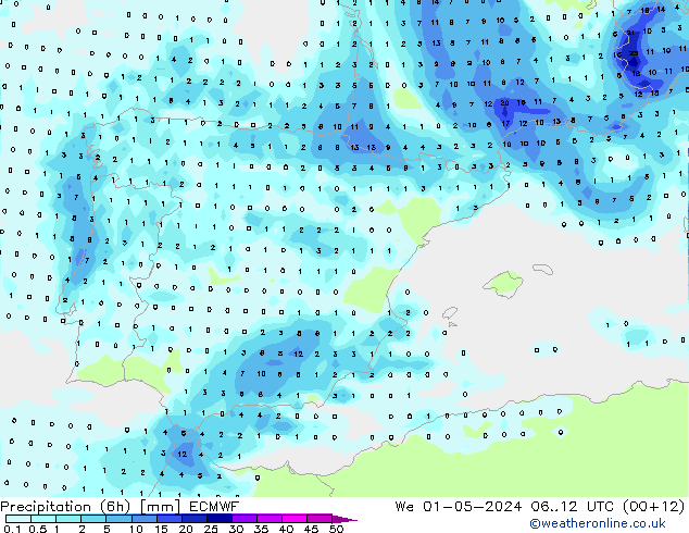 Z500/Regen(+SLP)/Z850 ECMWF wo 01.05.2024 12 UTC